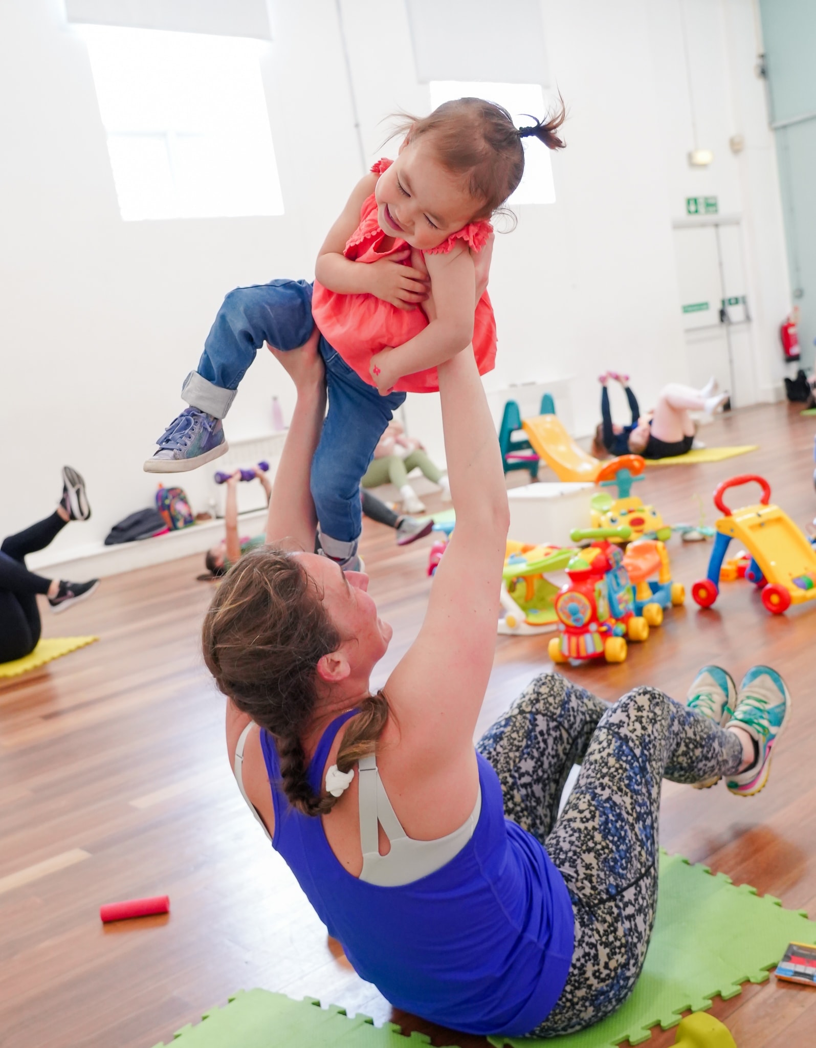Mams exercising together at a Fitness and Play class in South Tyneside